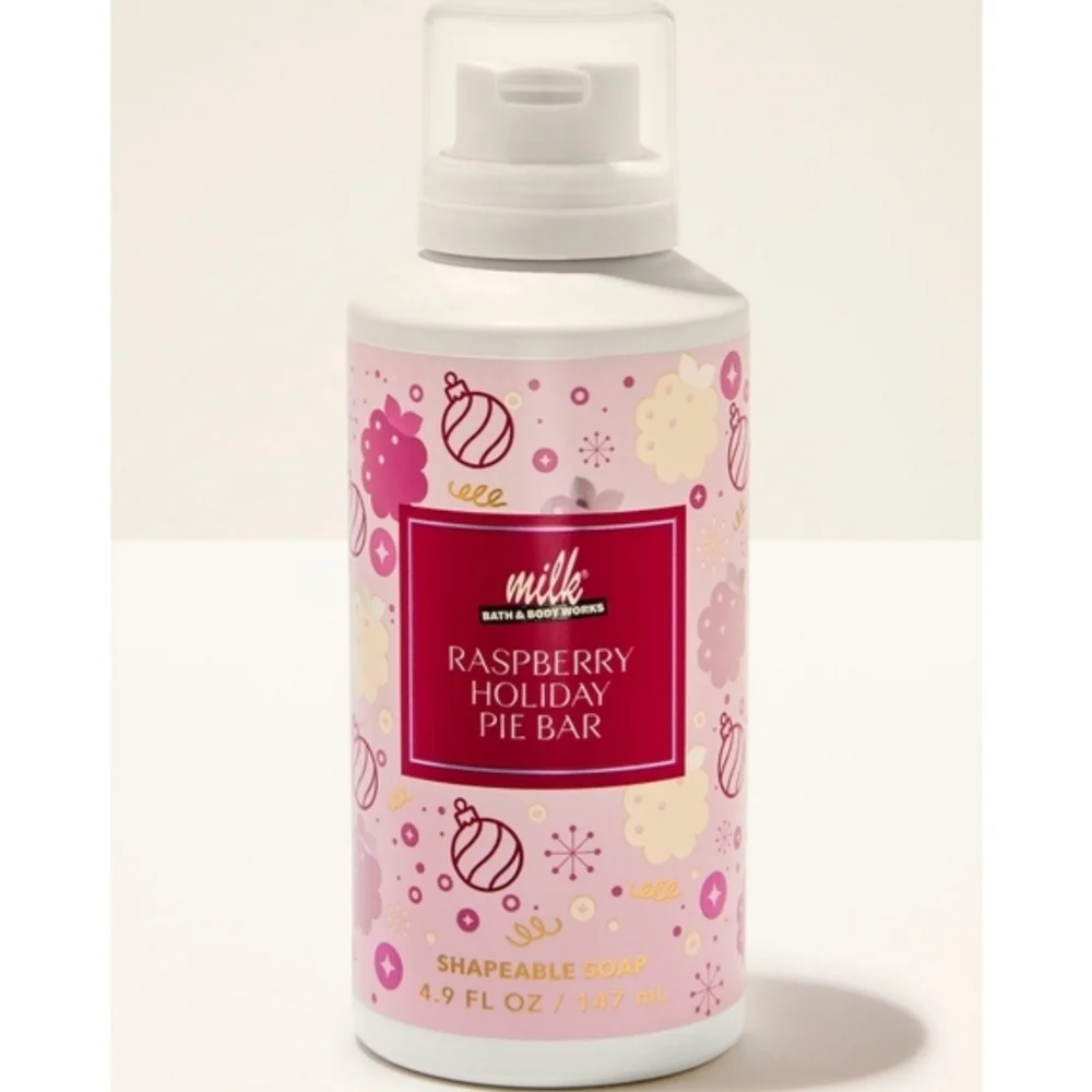 Bath Body Works Milk Bar Raspberry Holiday Pie Bar Shapeable Soap New RARE